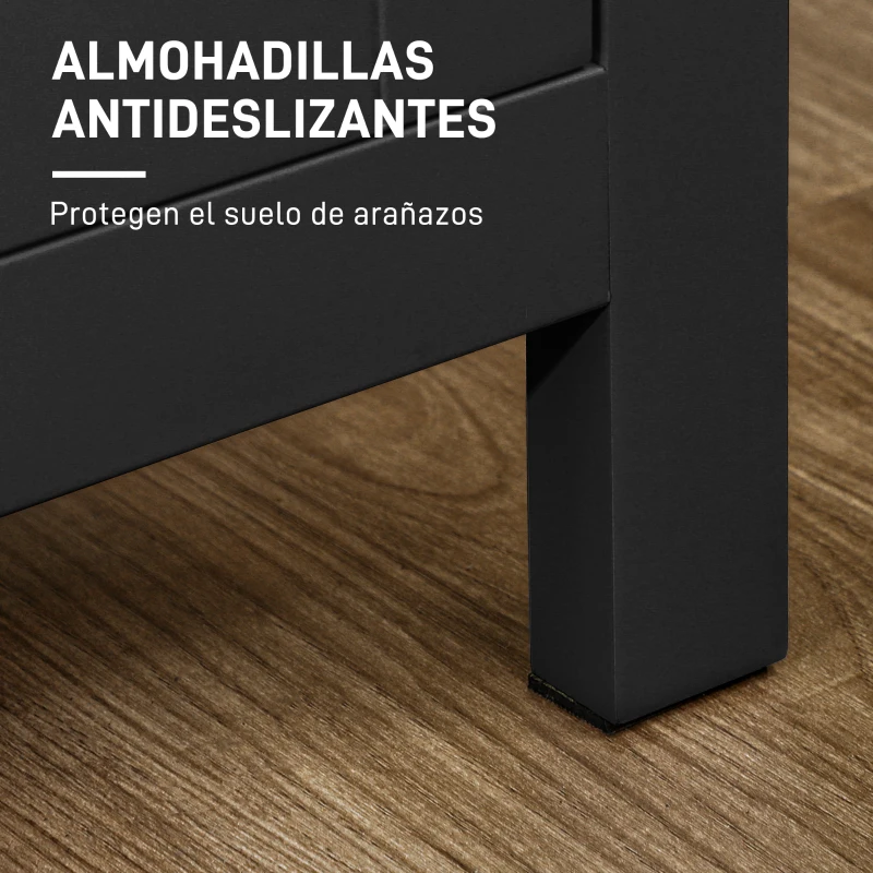 HOMCOM Aparador de 3 Puertas Aparador de Salón con Estantes Ajustables para Cocina Entrada Comedor Negro 120x40x70 cm