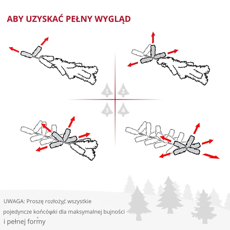HOMCOM® CHOINKA JODŁA 180 cm ZE STOJAKIEM Z TWORZYWA 390 IGIEŁ zielona