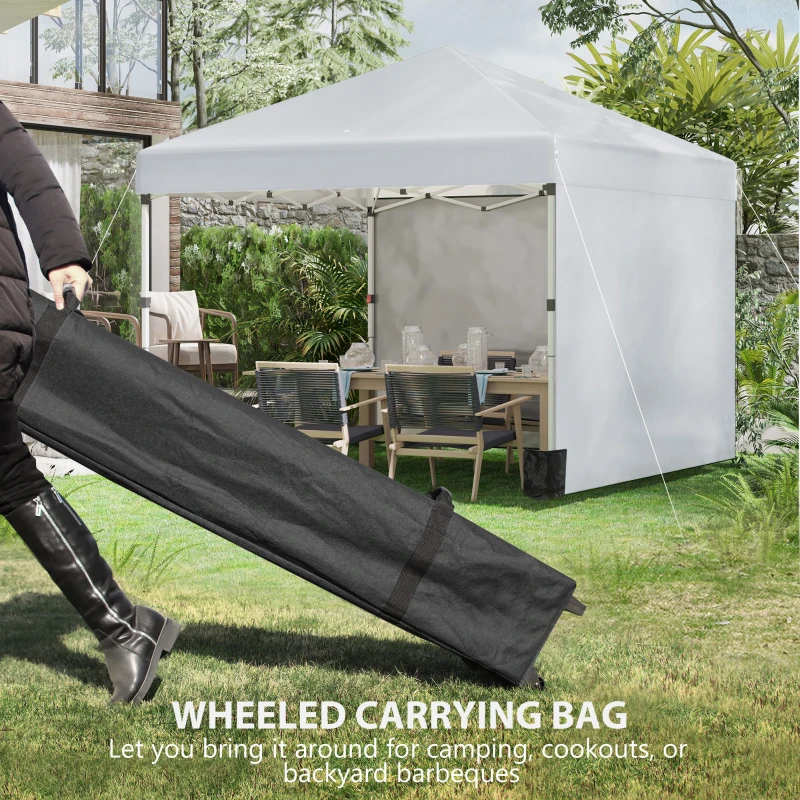 Outsunny 3 x 3 m Pop Up Gazebo, UPF 30+ Party Tent with 2 Sidewalls, Weight Bags and Wheeled Bag, Light Grey