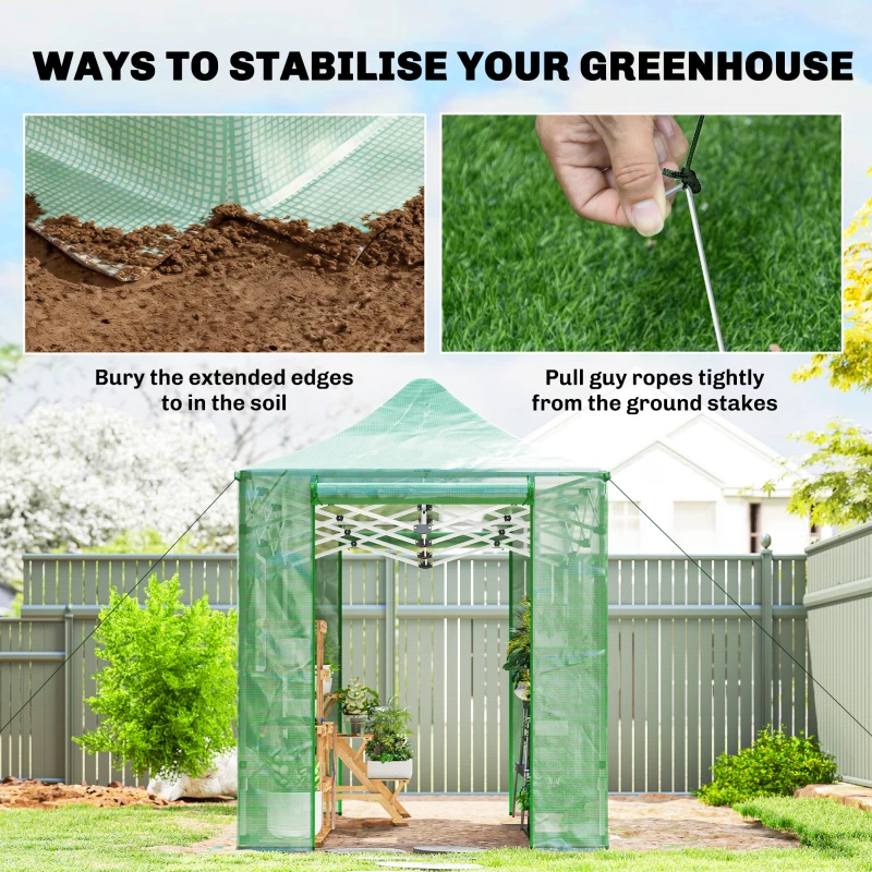 Outsunny Serre pop-up env. 200x300x270 cm - Serre en bâche pliante avec toit en pignon, portes et fenêtres zippées