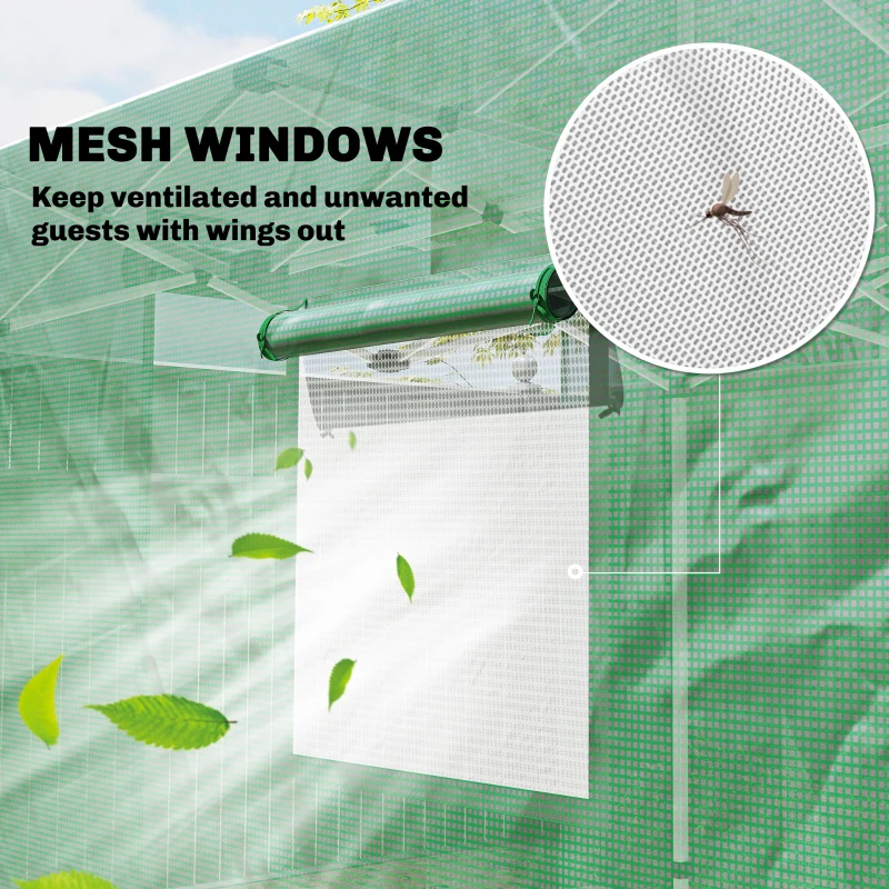 Outsunny Pop Up Gewächshaus ca. 200x300x270 cm Faltbar Foliengewächshaus mit Satteldach Reißverschlusstüren und -fenstern