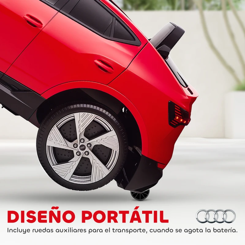 HOMCOM Coche de Batería para Niños 12V Audi E-tron con Mando a Distancia Faros Bocina Música Velocidad 3-5 km/h Rojo