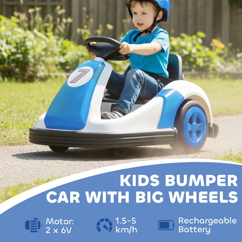 AIYAPLAY Kids Bumper Car with 360-Degree Rotation, 6V Electric Ride On Car with Music and Horn for 3-8 Years Old, Blue