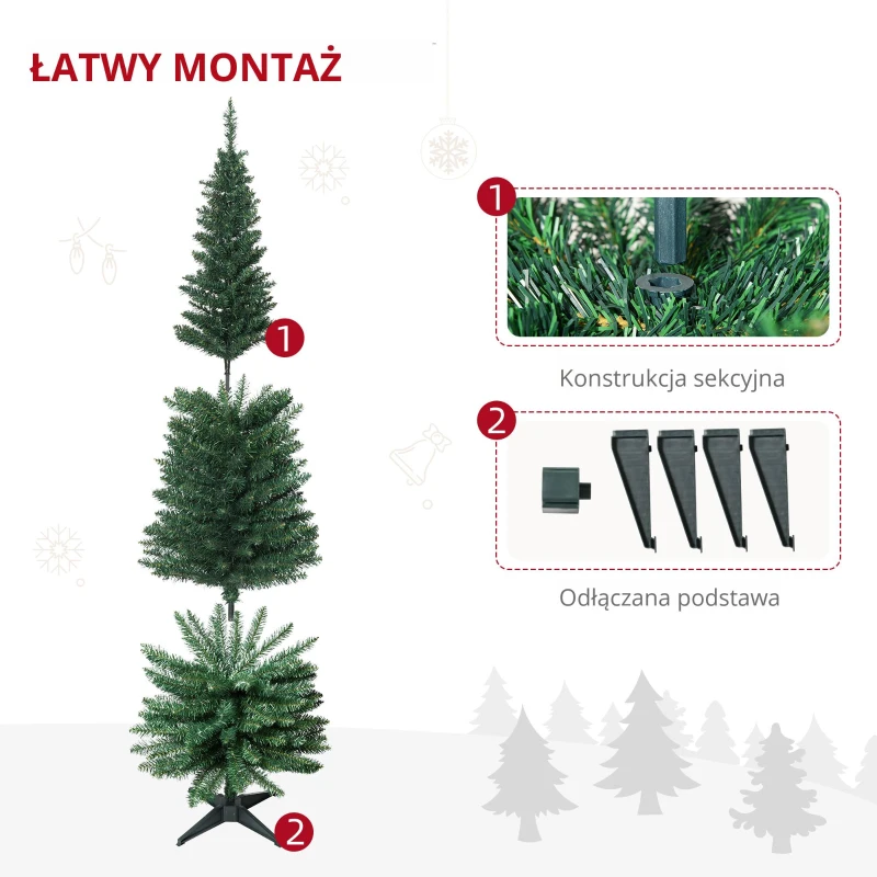 HOMCOM® CHOINKA JODŁA 180 cm ZE STOJAKIEM Z TWORZYWA 390 IGIEŁ zielona