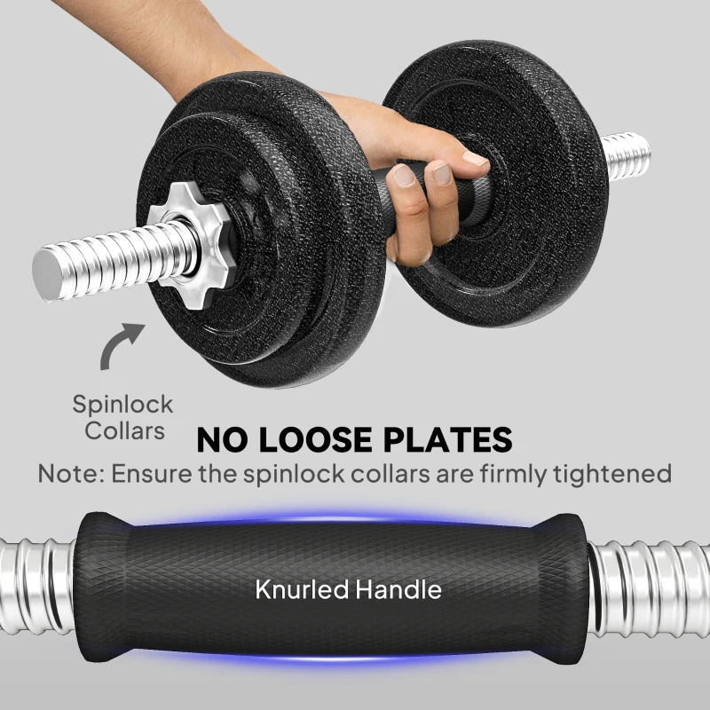 SPORTNOW 2-in-1 Adjustable Dumbbells Set, 20kg Weights Dumbbells Set with Non-Slip Grip for Strength Training, Weight Lifting, Bodybuilding, Home Gym Workout Equipment for Men & Women