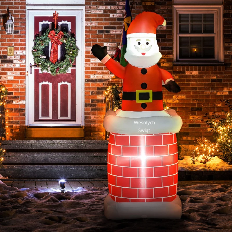 HOMCOM Dekoracja świąteczna Mikołaj z oświetleniem LED