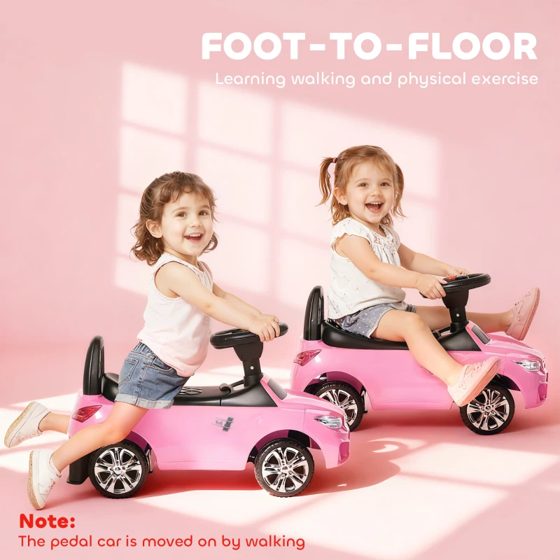 HOMCOM Ride on Car Baby Toddler Walker Foot to Floor Sliding Car Slider, Pink