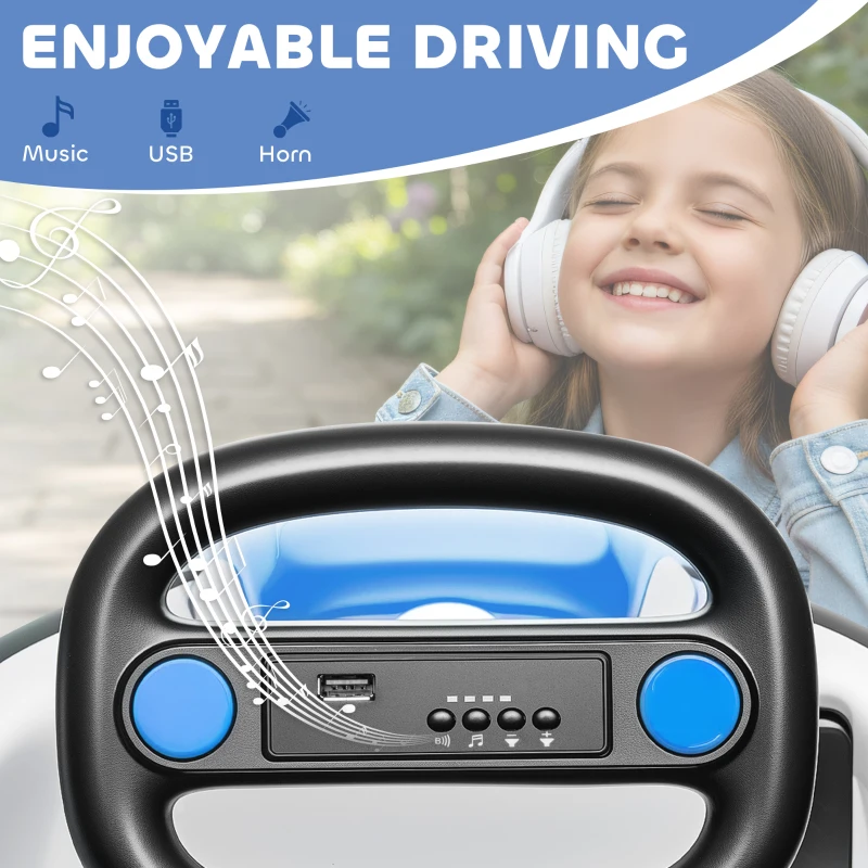 AIYAPLAY Kids Bumper Car with 360-Degree Rotation, 6V Electric Ride On Car with Music and Horn for 3-8 Years Old, Blue