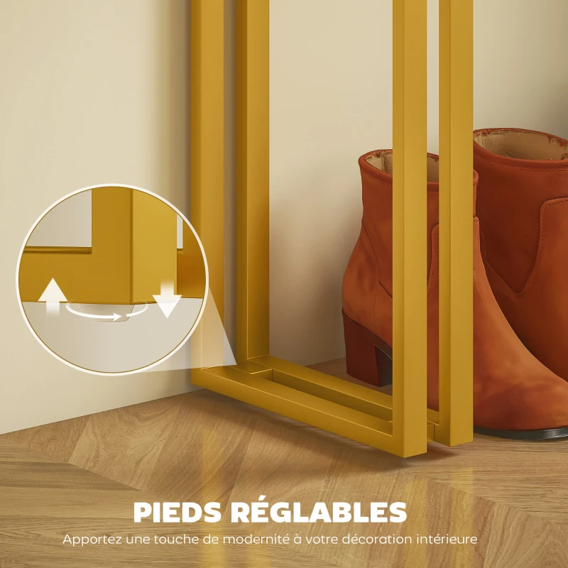 HOMCOM Table console, table d'entrée, avec plateau imitation marbre, structure en acier, 100 x 30 x 78,5 cm, blanc et or