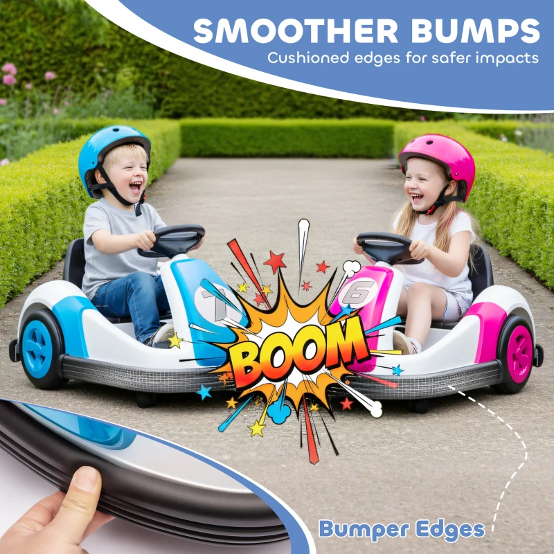 AIYAPLAY Kids Bumper Car with 360-Degree Rotation, 6V Electric Ride On Car with Music and Horn for 3-8 Years Old, Blue