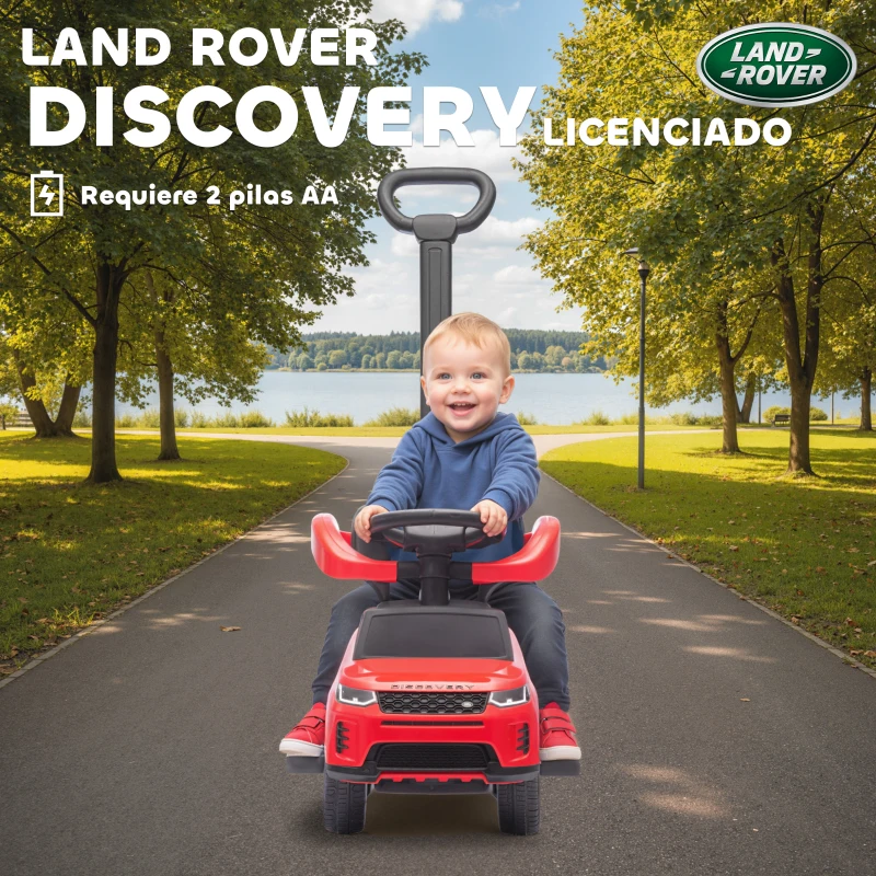 AIYAPLAY Correpasillos 2 en 1 para Niños de 18-36 Meses LAND ROVER DISCOVERY con Almacenaje Mango y Barandilla Extraíbles Rojo