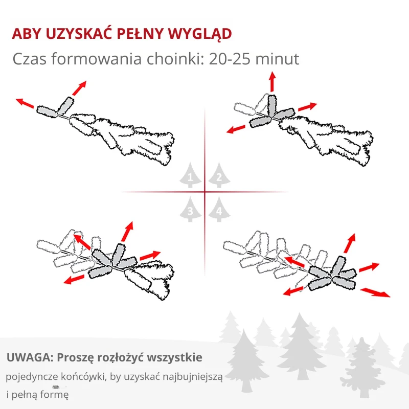 HOMCOM Choinka Ø90 x 180 cm, sztuczna jodła, realistyczne igły, Zielony