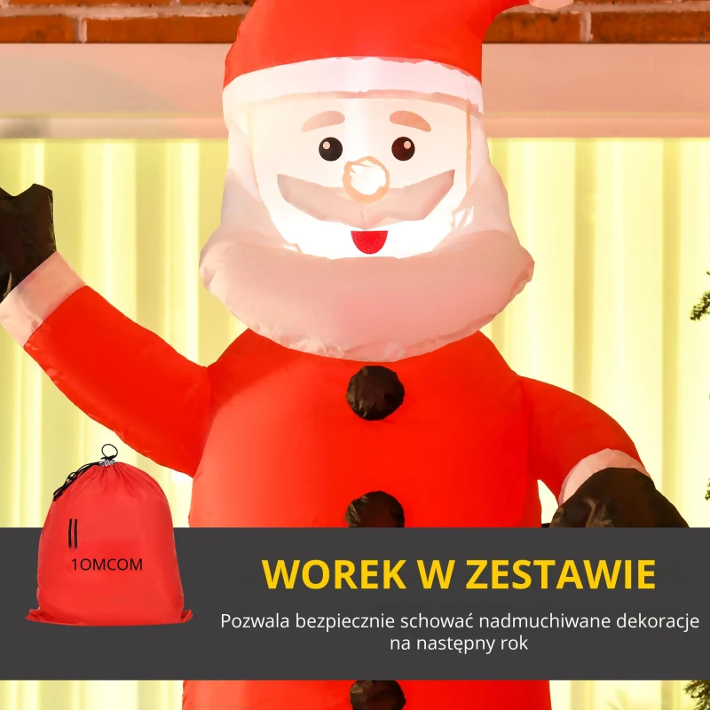 HOMCOM Dekoracja świąteczna Mikołaj z oświetleniem LED