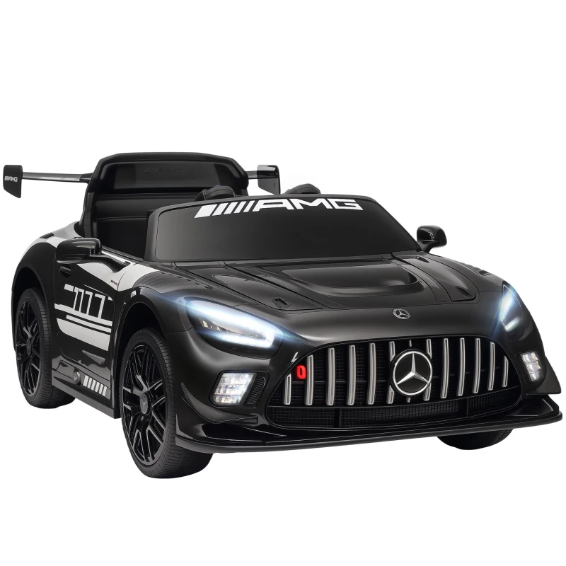 AIYAPLAY Coche Eléctrico para Niños Mercedes-AMG GT3 Evo con Mando a Distancia Motor Doble Ruedas Auxiliares Asa Música Negro