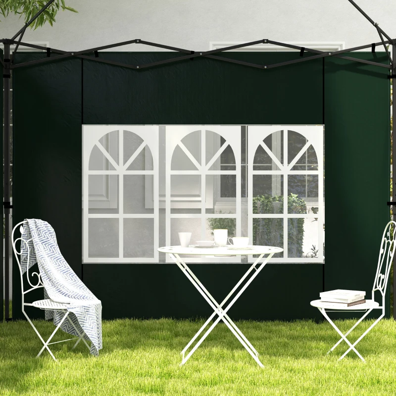 Outsunny 2-pack zijwanden voor paviljoen 3x3 3x6 waterdichte zijwanden met raam Donkergroen
