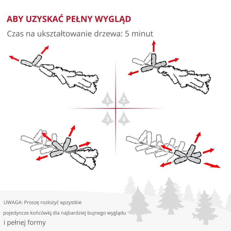 HOMCOM Choinka 90 cm, ze światełkami LED, gałęzie w śniegu, szyszki, ognioodporna, podstawa z betonu