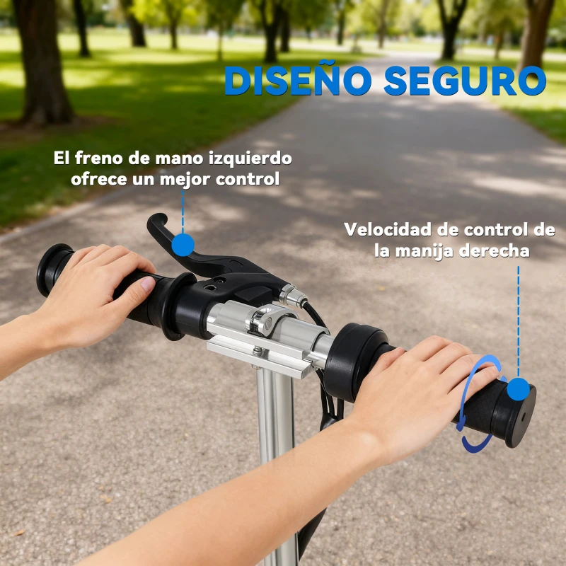 HOMCOM Patinete Eléctrico Plegable para Niños y Adolescentes de +7 Años con Manillar Ajustable en Altura 78x37x87-95 cm Azul