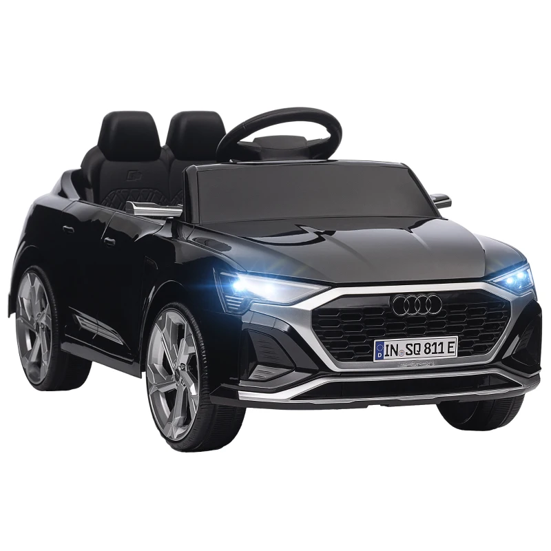 AIYAPLAY Coche Eléctrico para Niños Audi Q8 etron sportback con Batería 12V Mando a Distancia Faros Bocina y Música Negro