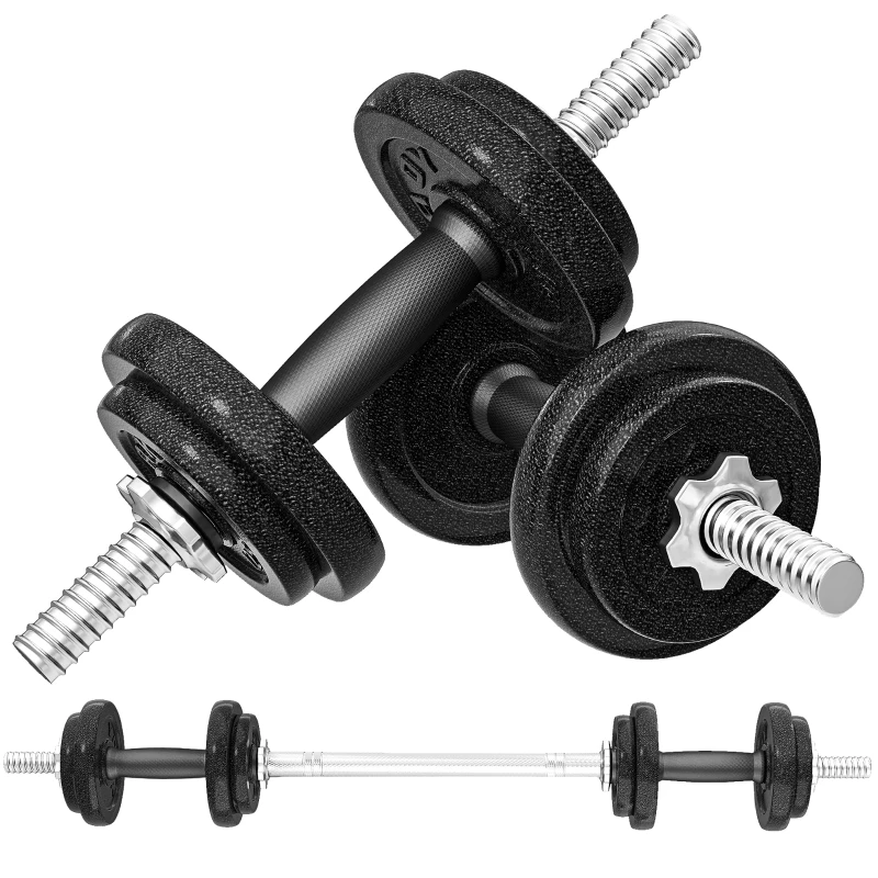 SPORTNOW 2-in-1 Adjustable Dumbbells Set, 20kg Weights Dumbbells Set with Non-Slip Grip for Strength Training, Weight Lifting, Bodybuilding, Home Gym Workout Equipment for Men & Women