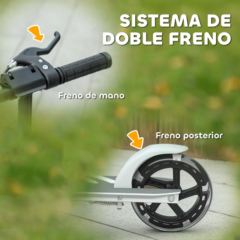 AIYAPLAY Patinete Plegable para Niños de 3-8 Años de 2 Ruedas con LED Luces Manillar de 4 Altura Ajustable Doble Frenos Blanco