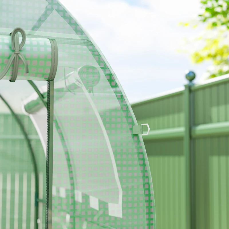 Outsunny Walk in Polytunnel Greenhouse, Green House for Garden with Roll-up Window and Door, 1.8 x 1.8 x 2 m, Green