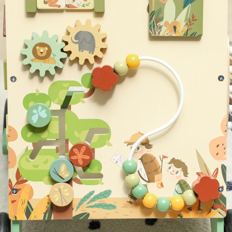 AIYAPLAY Andador Madera Bebé Control Velocidad Xilófono Engranajes Laberinto Cuentas Centro de Actividades Montessori Verde