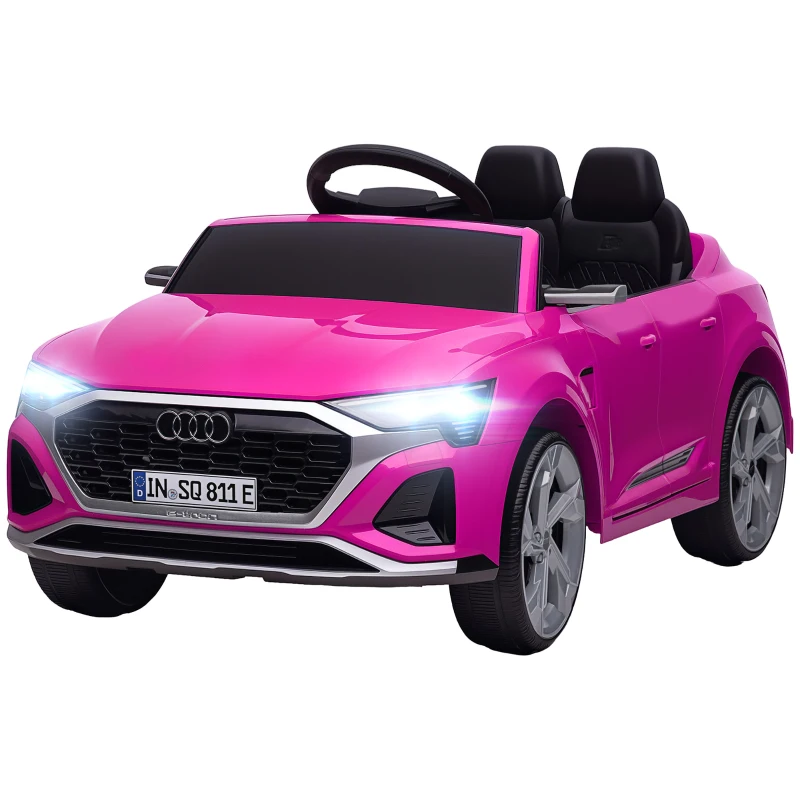 AIYAPLAY Audi Q8 e-tron Sportback Licensed 12V Ride on Car w/ Remote, 4 Spring Suspension Wheels, Headlights, Music, Horn - Pink