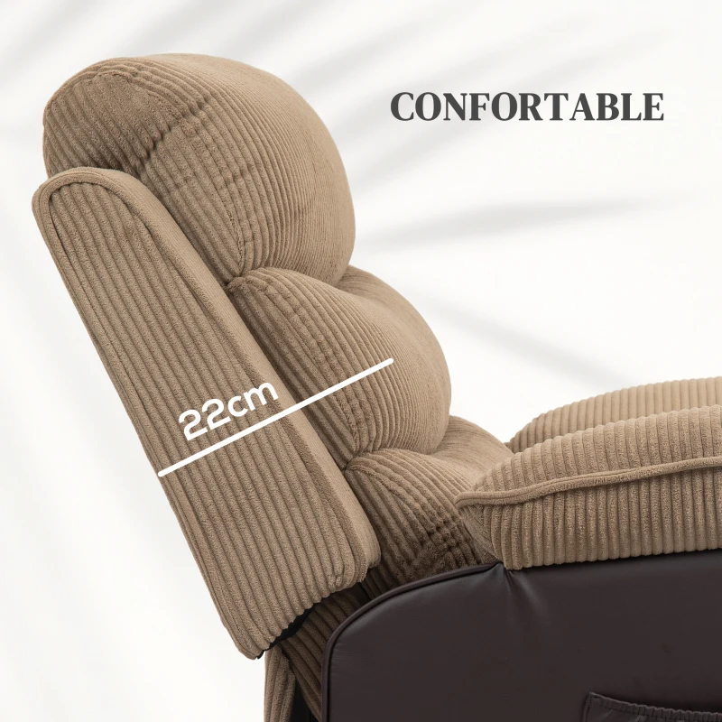 HOMCOM Sillón Relax Reclinable Eléctrico Levanta Personas con Mando a Distancia Puerto USB y Bolsillos Laterales Marrón