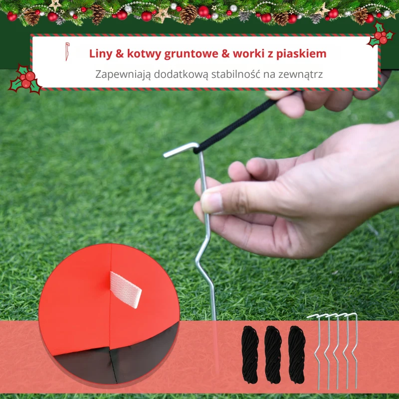 HOMCOM Święty Mikołaj, 2,40 m wysokości, z oświetleniem LED, samonadmuchiwana dekoracja ogrodowa