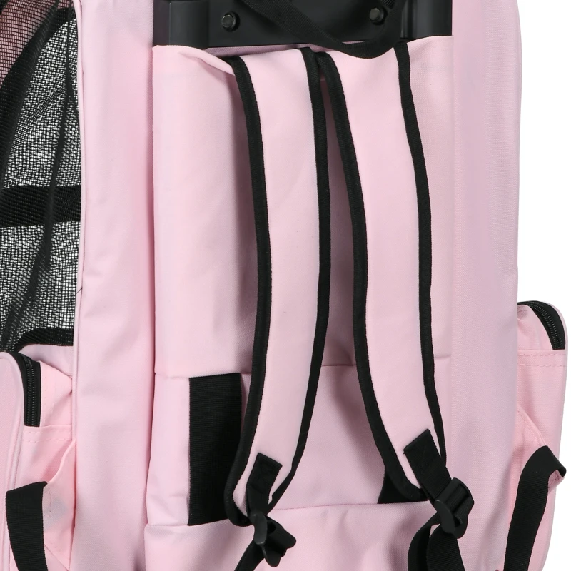 PawHut Sac de transport à roulettes pour chien 2 en 1 trolley chariot poignée téléscopique, sacs rangement 42 x 25 x 55 cm rose