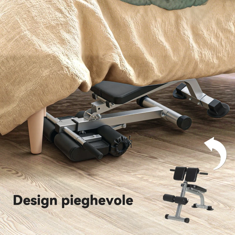 SPORTNOW Panca Romana Regolabile e Pieghevole Multifunzione, Capacità 150 kg, Argento