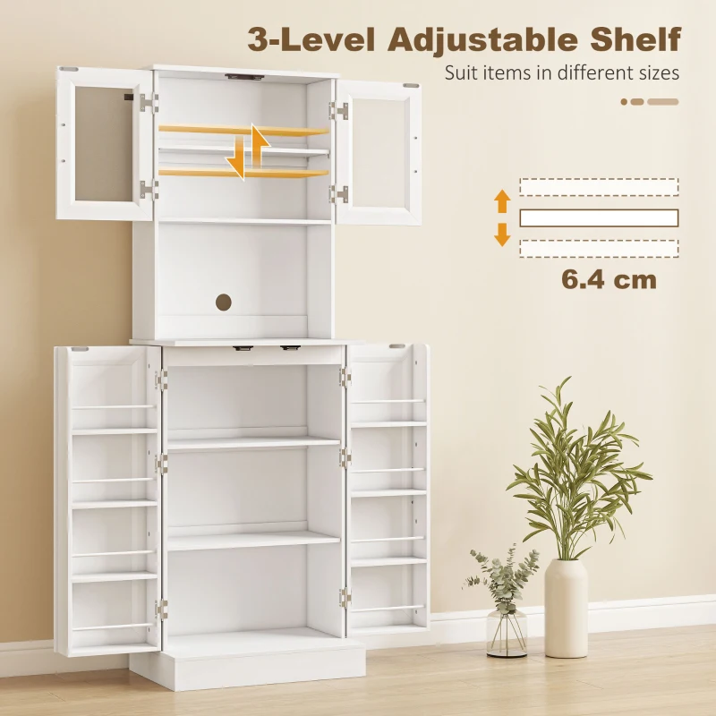 HOMCOM Szafka kuchenna, regulowana półka, blat, drzwi akrylowe, otwór na kable, do salonu, kuchni, jadalni, MDF, Biały