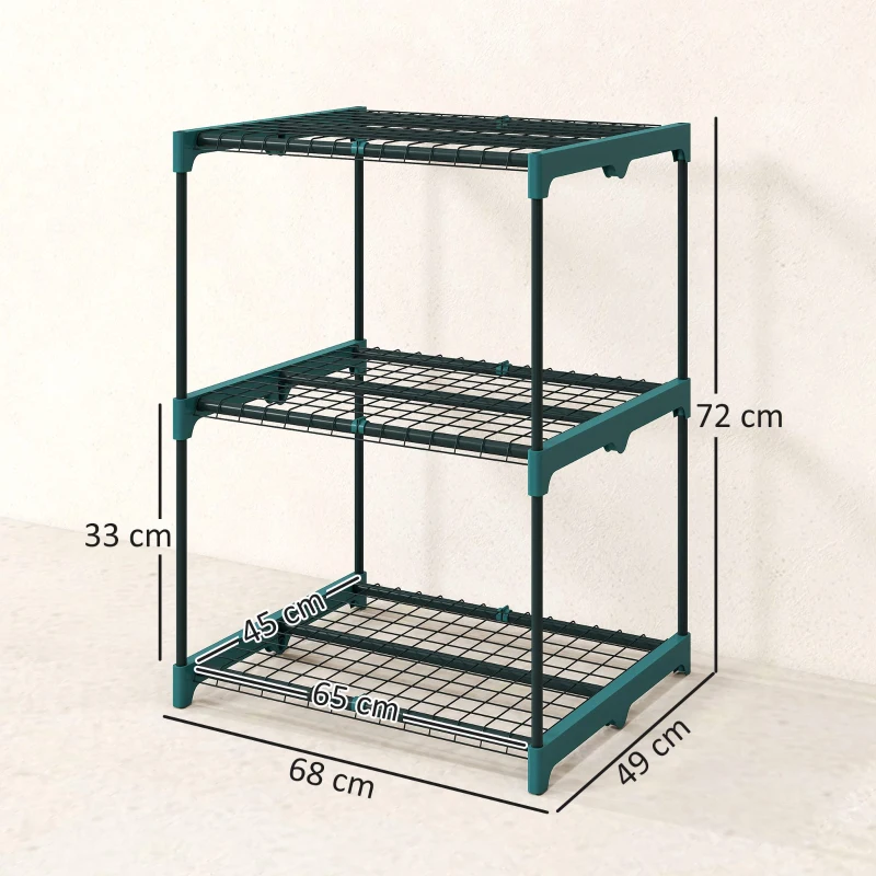 Outsunny Soporte para plantas de 3 niveles, 72 cm de altura, soporte de flores para interior y exterior, estantería de acero para plantas Verde oscuro