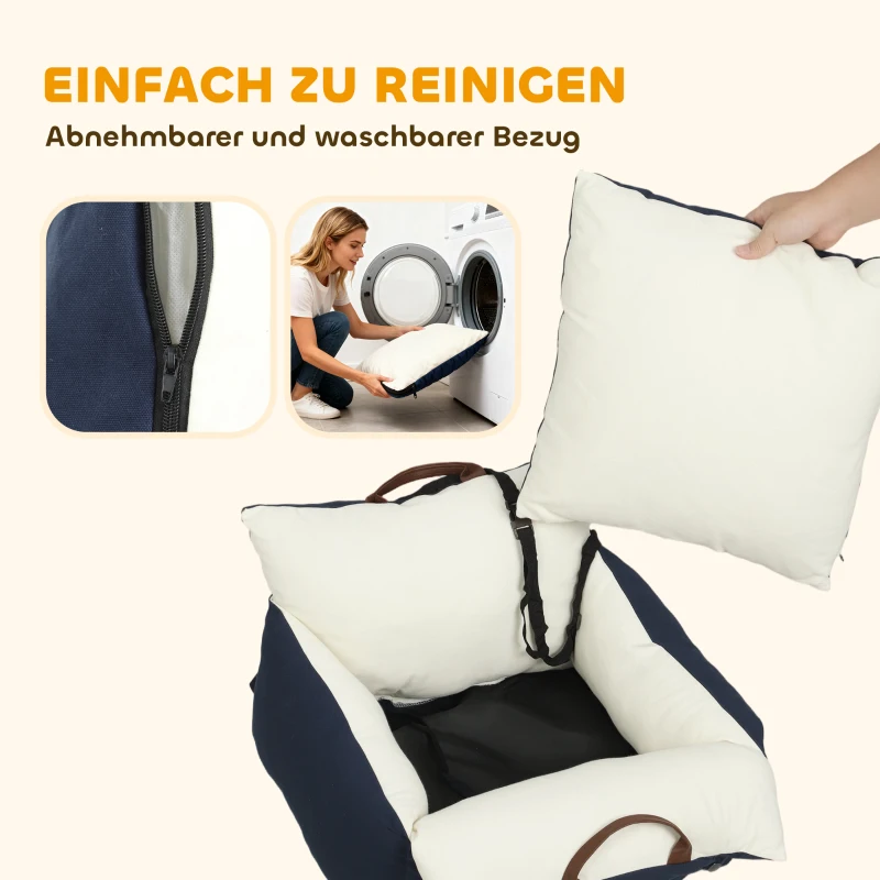 PawHut Hundeautositz, 2 Gurte, waschbare Bezüge, für Haustiere unter 5 kg, Blau