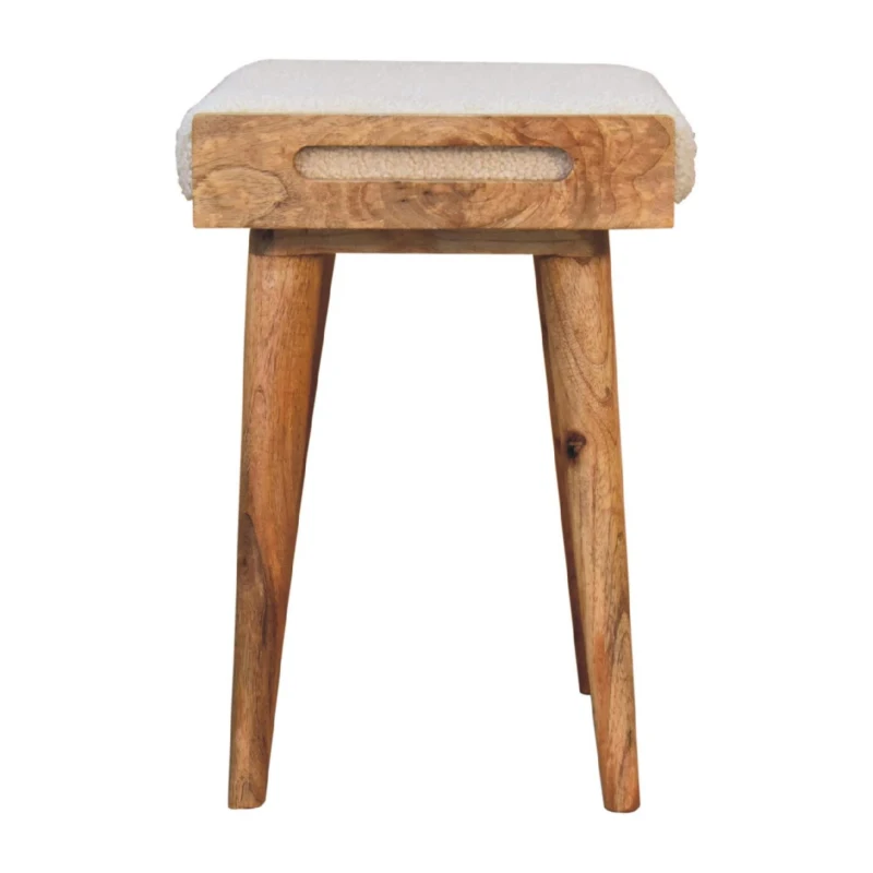 Solid Mango Wood Tray-Style Footstool with High-Resilience Cushioning, Upholstered Seat with Scandi Legs, 35L x 50W x 52H cm, Brown