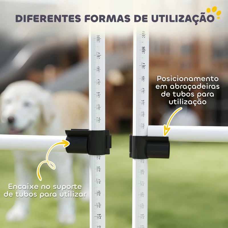 PawHut Conjunto de Treinamento de Agilidade para Cães 4 Peças Obstáculos de Salto com Altura Ajustável 99x65x94 cm  Azul
