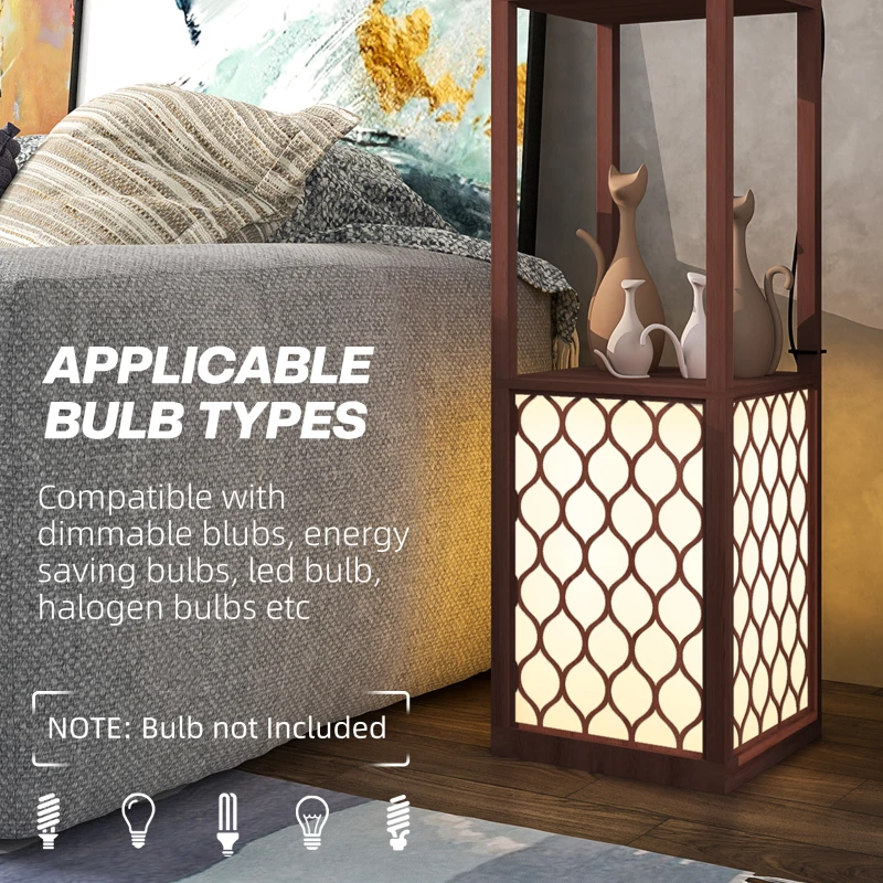 HOMCOM Duo Light Floor Shelves - Brown