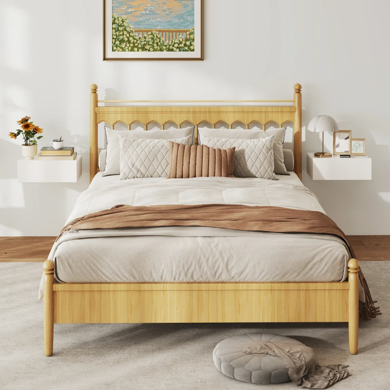 HOMCOM Conjunto de 2 Mesas de Cabeceira com 1 Gaveta Desenho Montado na Parede Estilo Moderno para Dormitório 40x30x15 cm Branco