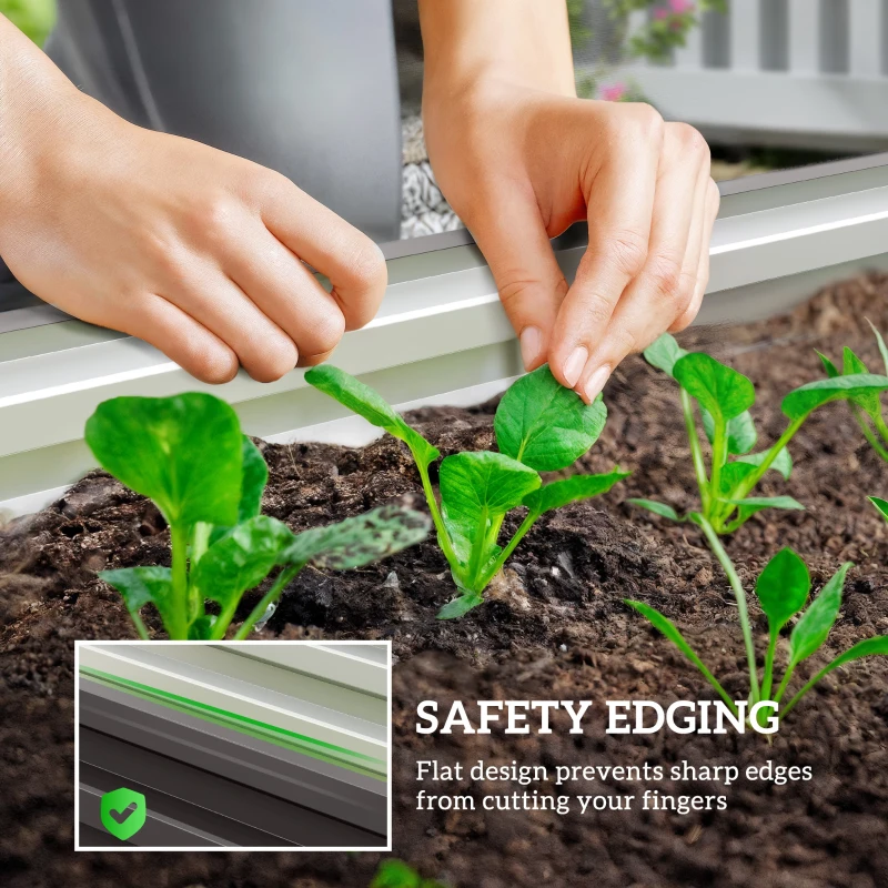 Outsunny Set of Two 110 x 50cm Steel Planter Boxes -  Dark Grey