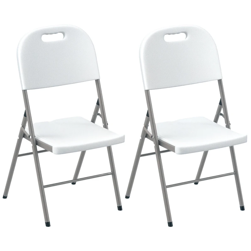Outsunny Set of Two Foldable Outdoor Chairs - White