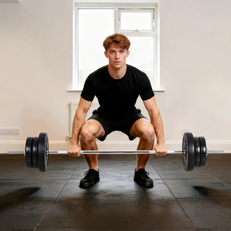 HOMCOM Dumbbell and Barbell Set with 65kg Adjustable Barbell Weights Set, for Home Gym - Black