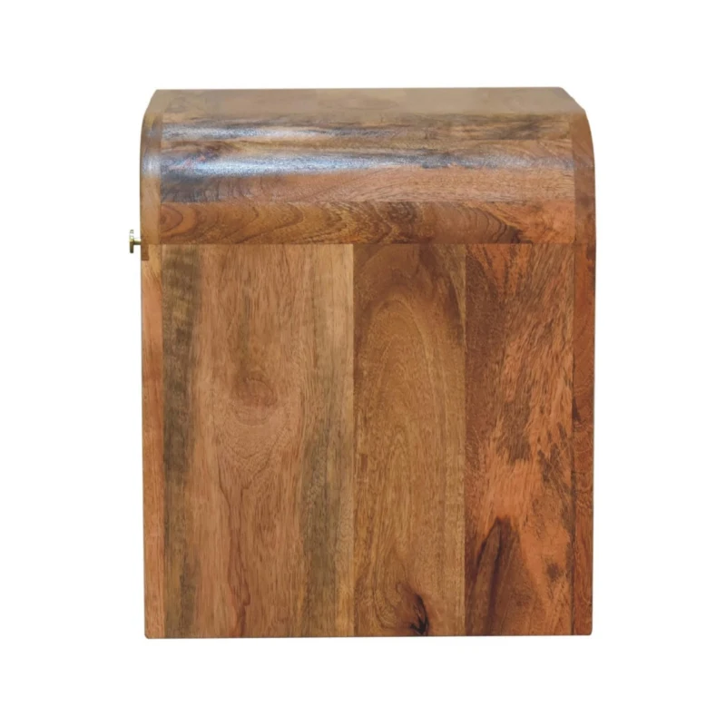 Darcy Solid Mango Wood Bedside Table with Drawer and Clear Natural Finish, Handcrafted Desk for Bedroom, 35L x 45W x 40H cm, Brown