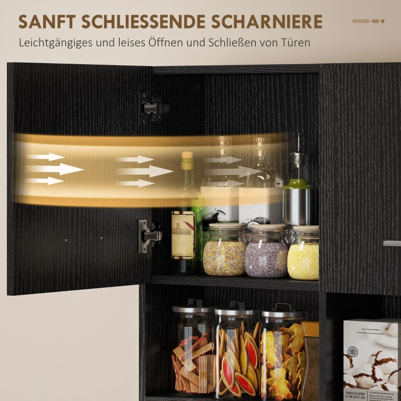 HOMCOM Küchenschrank, Buffet mit Schublade, Soft-Close Türen, 80 x 35 x 180 cm, Schwarz