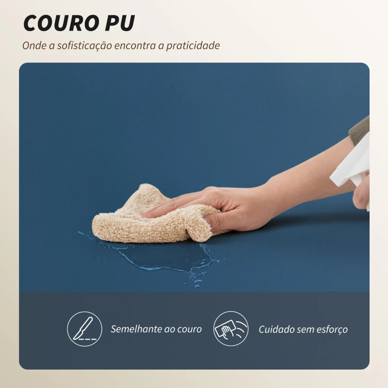 HOMCOM Cadeira de Secretária com Apoio para os Pés  Encosto Reclinável Estofada em Couro Sintético 69x65x108-116 cm Azul