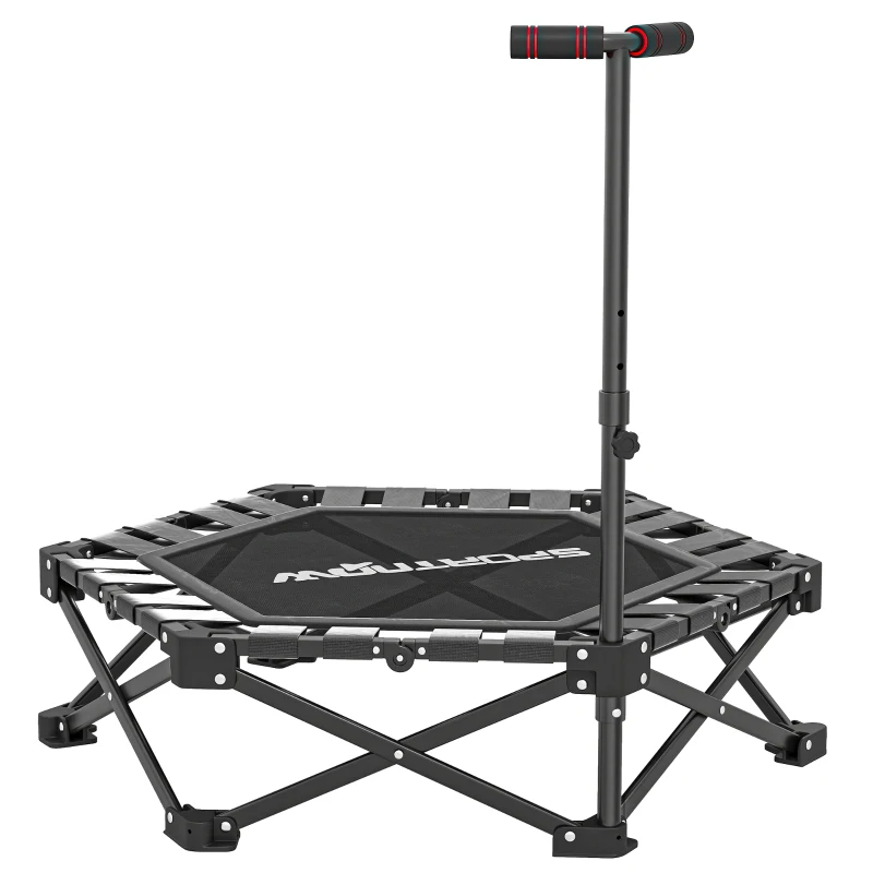 SPORTNOW Fitness-Trampolin mit verstellbarem T-Griff, faltbar, Tragetasche, 120 kg Belastbarkeit, Stahl, Kunststoff, Schwarz