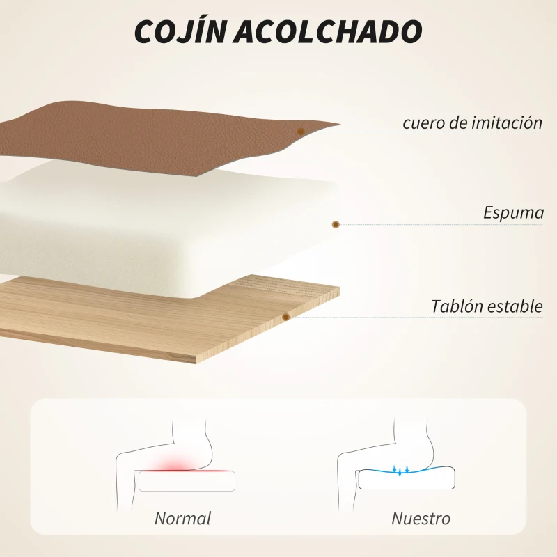 HOMCOM Silla de Escritorio con Reposapiés Respaldo Reclinable Acolchado Grueso Tapizada en Cuero Sintético Marrón