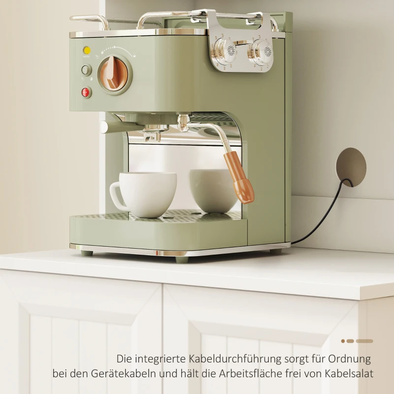 HOMCOM Küchenschrank, verstellbares Regal, Arbeitsplatte, Acryltüren, Kabelloch, für Wohnzimmer, Küche, Esszimmer, MDF, Weiß