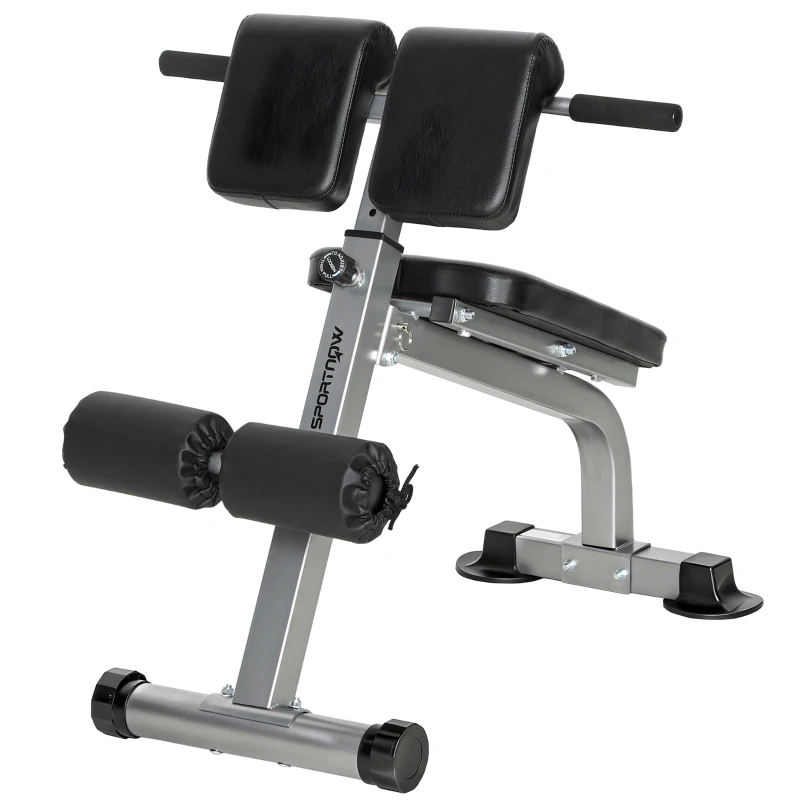 SPORTNOW Panca Romana Regolabile e Pieghevole Multifunzione, Capacità 150 kg, Argento