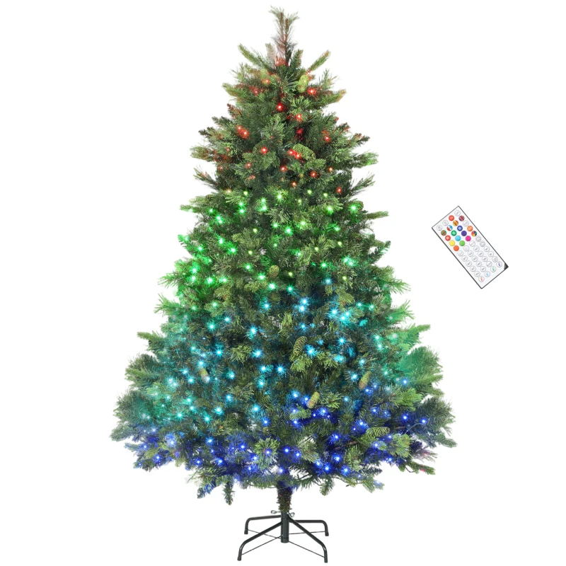 HOMCOM 7ft Artificial Pine LED Christmas Tree, with Remote