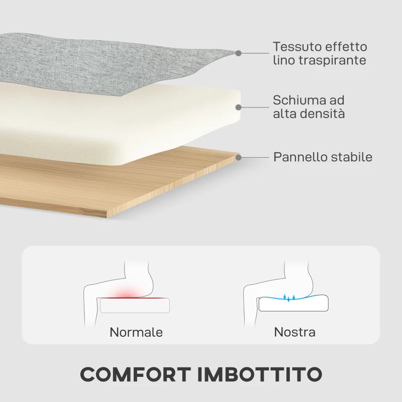 HOMCOM Divano Letto 3 Posti con Chaise e Spazio Contenitore, in Tessuto Effetto Lino, 197x129x85 cm, Grigio e Nero